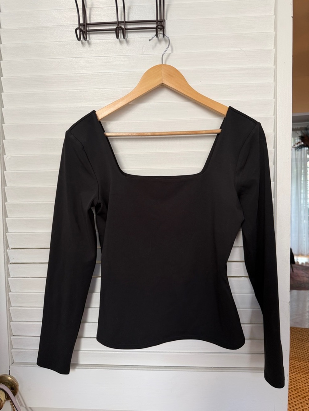Express Black Square Neck Long Sleeve Top